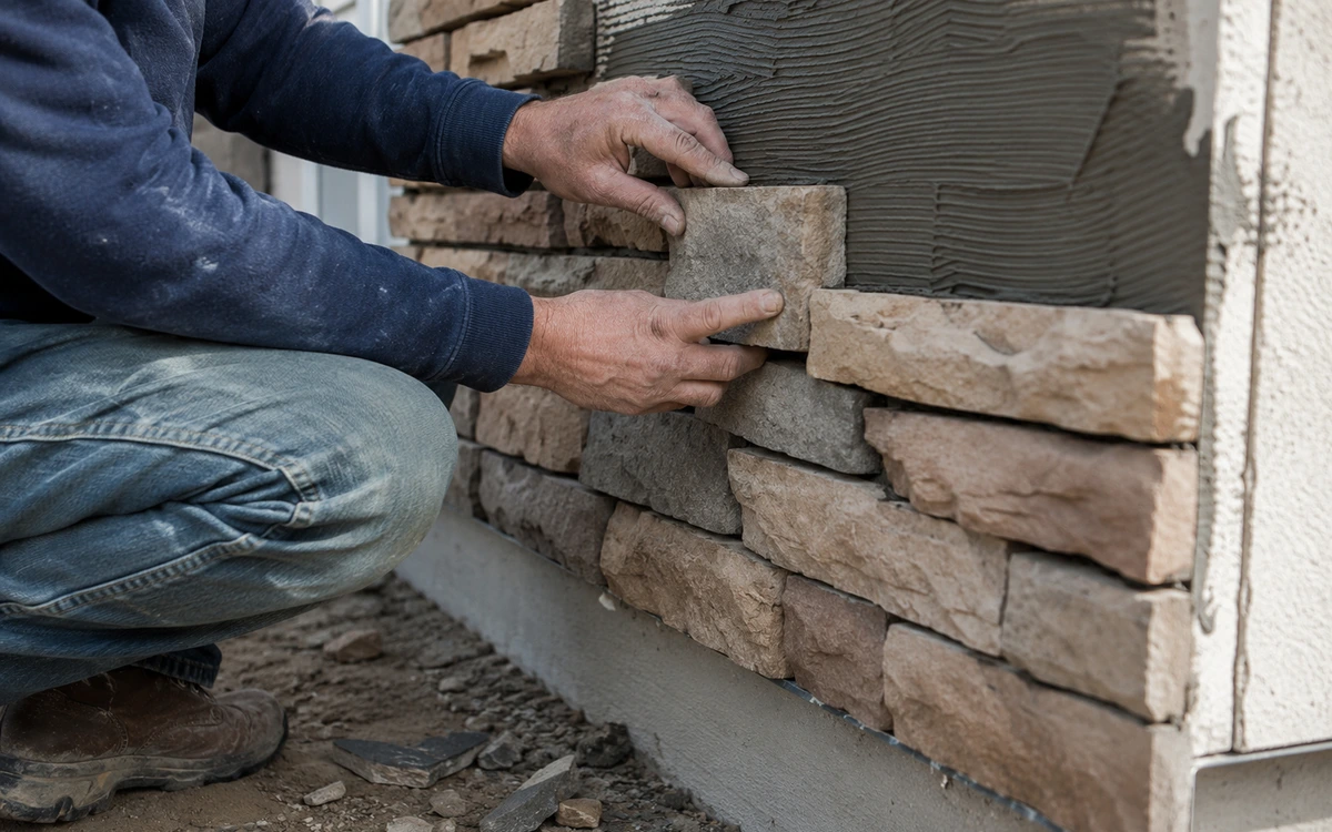 Faux stone veneer installation contractor